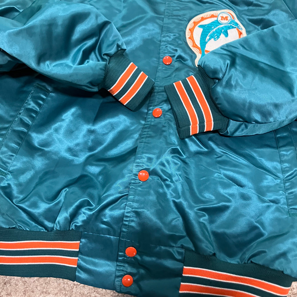 Miami Dolphins Stadium Club Aqua Button Down Jacket Medium Spellout