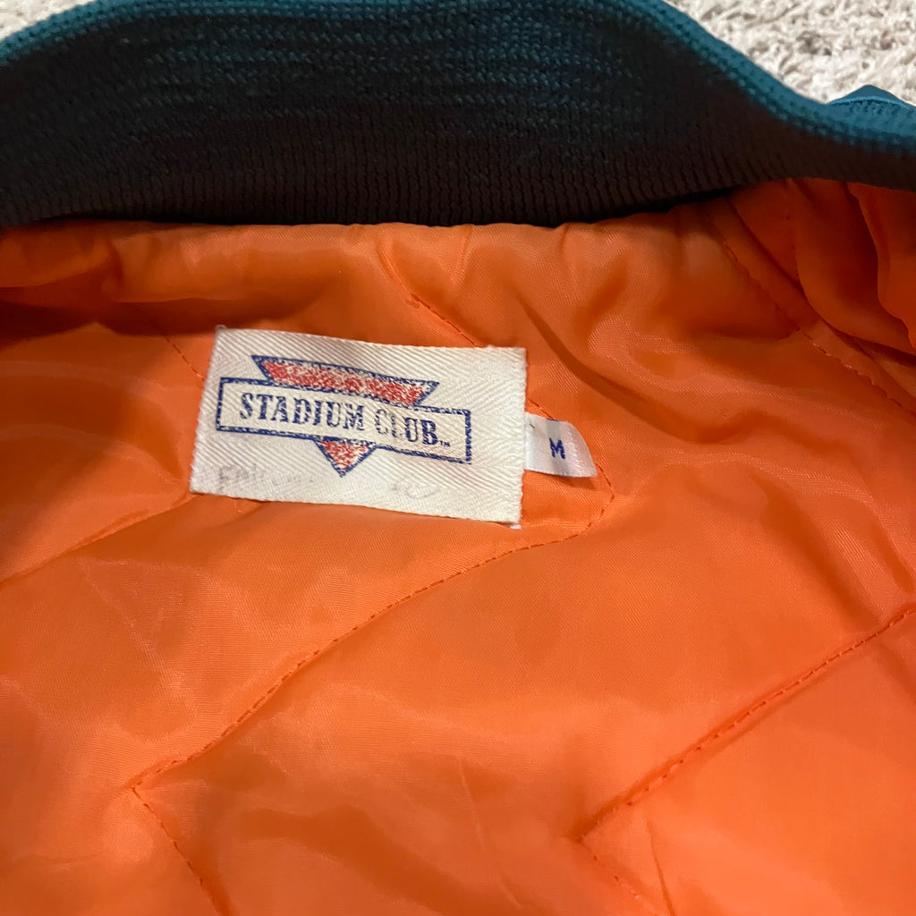 Miami Dolphins Stadium Club Aqua Button Down Jacket Medium Spellout