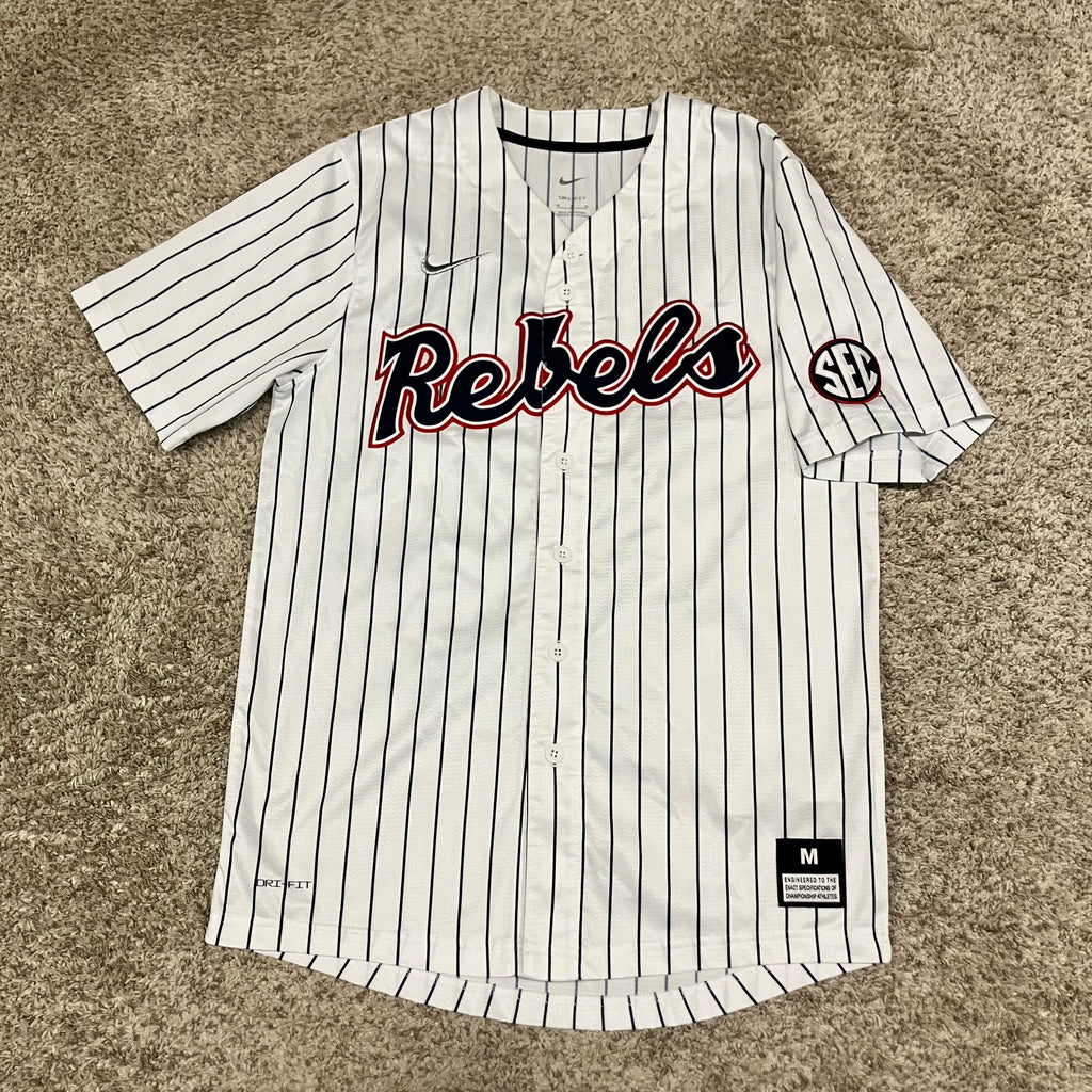 Ole Miss Rebels Pinstripe Baseball Nike Jersey Medium