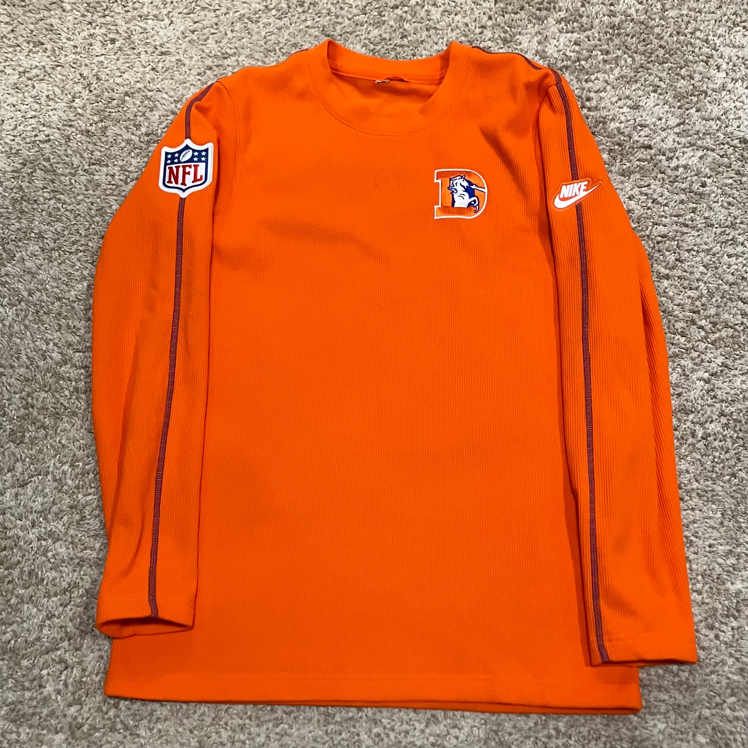 Denver Broncos Orange Throwback Pullover Sweater Small