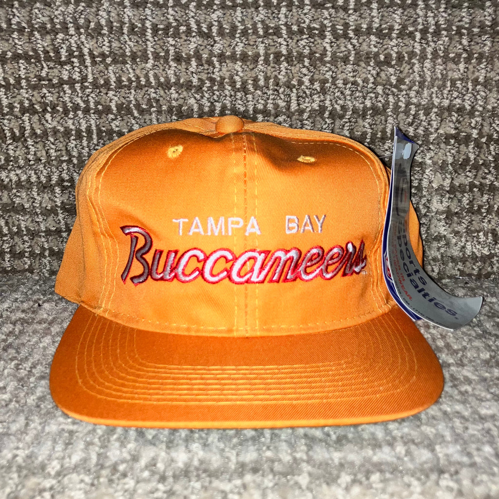 Tampa Bay Buccaneers NWT Sports Specialties Twill Script Orange Snapback Hat
