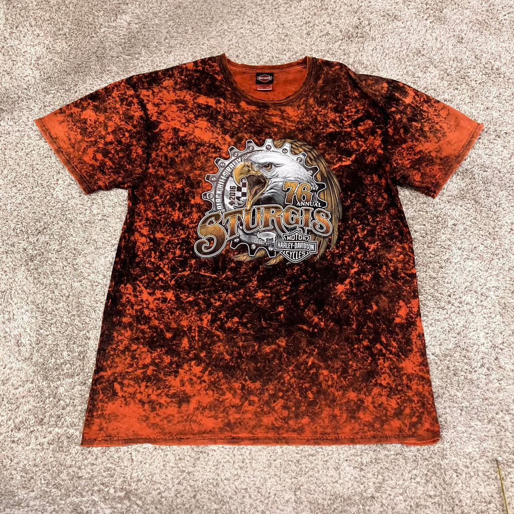 2016 Harley Davidson Sturgis Acid Dye Orange Shirt 2XL