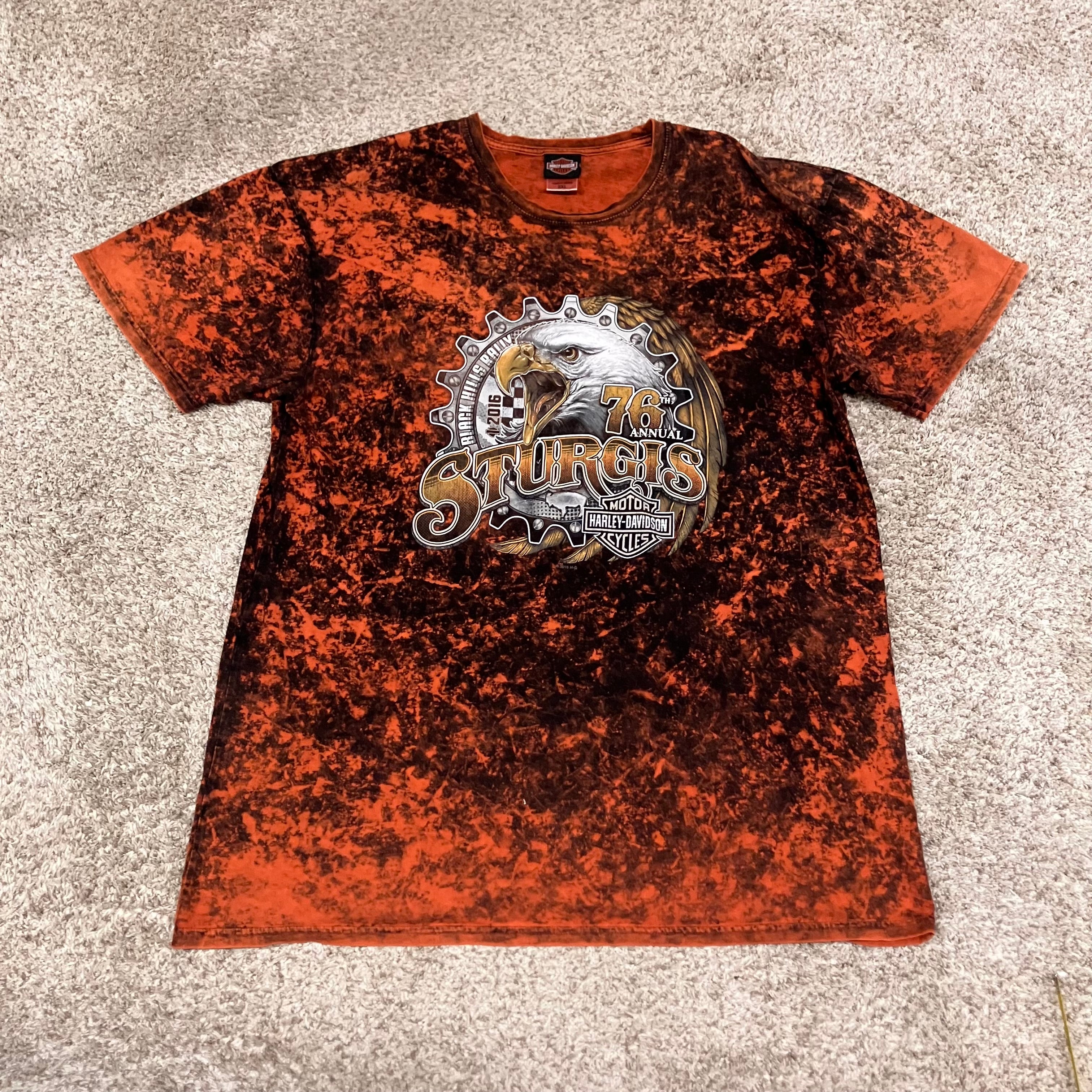 2016 Harley Davidson Sturgis Acid Dye Orange Shirt 2XL