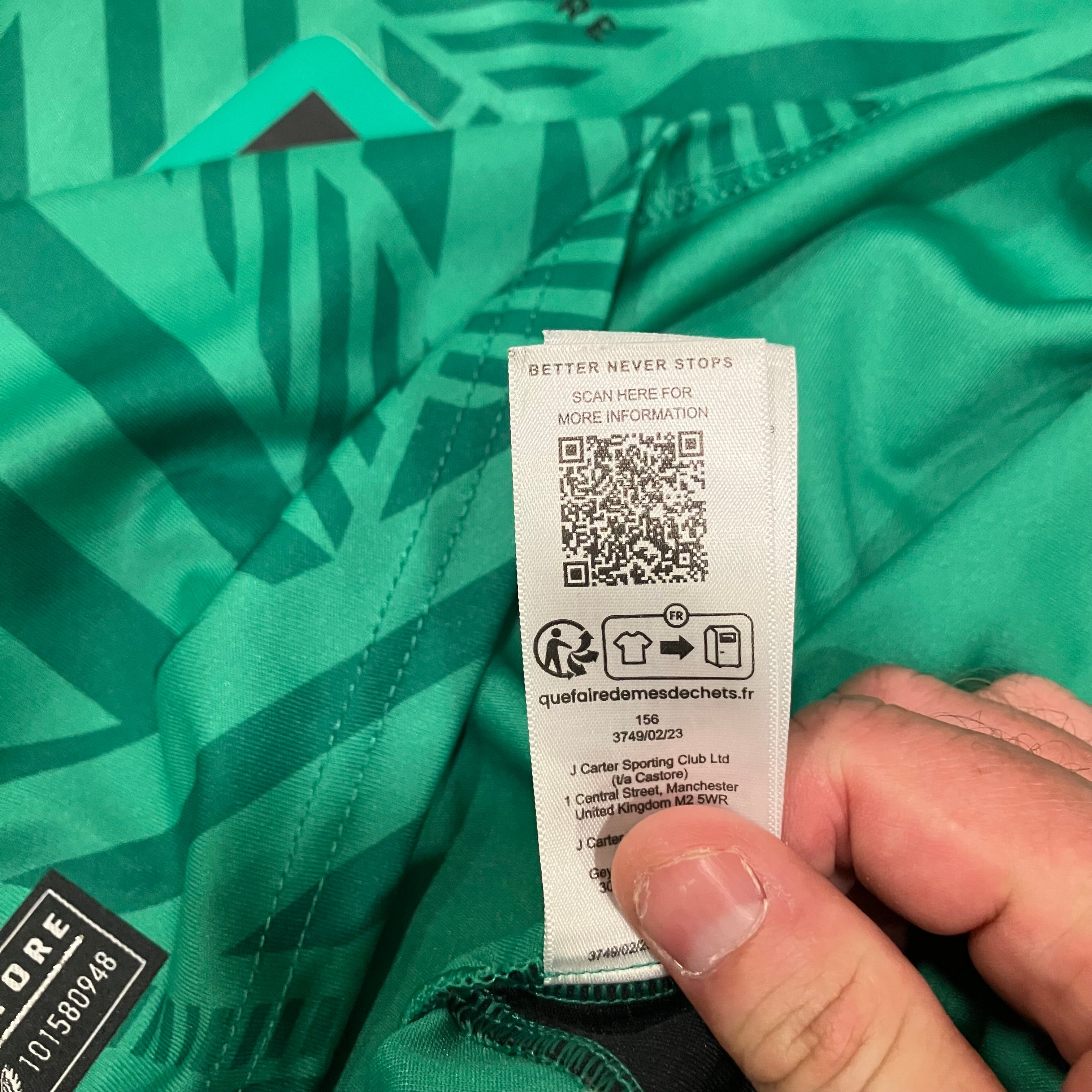 Newcastle United 2023/24 Away Green Castore Jersey Large