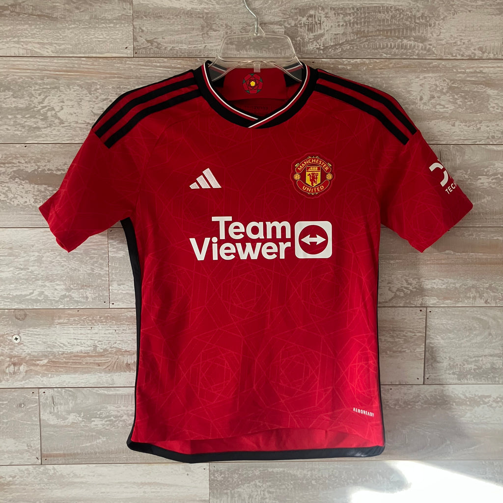 Kids Manchester United 2023/24 Home red adidas Jersey Medium