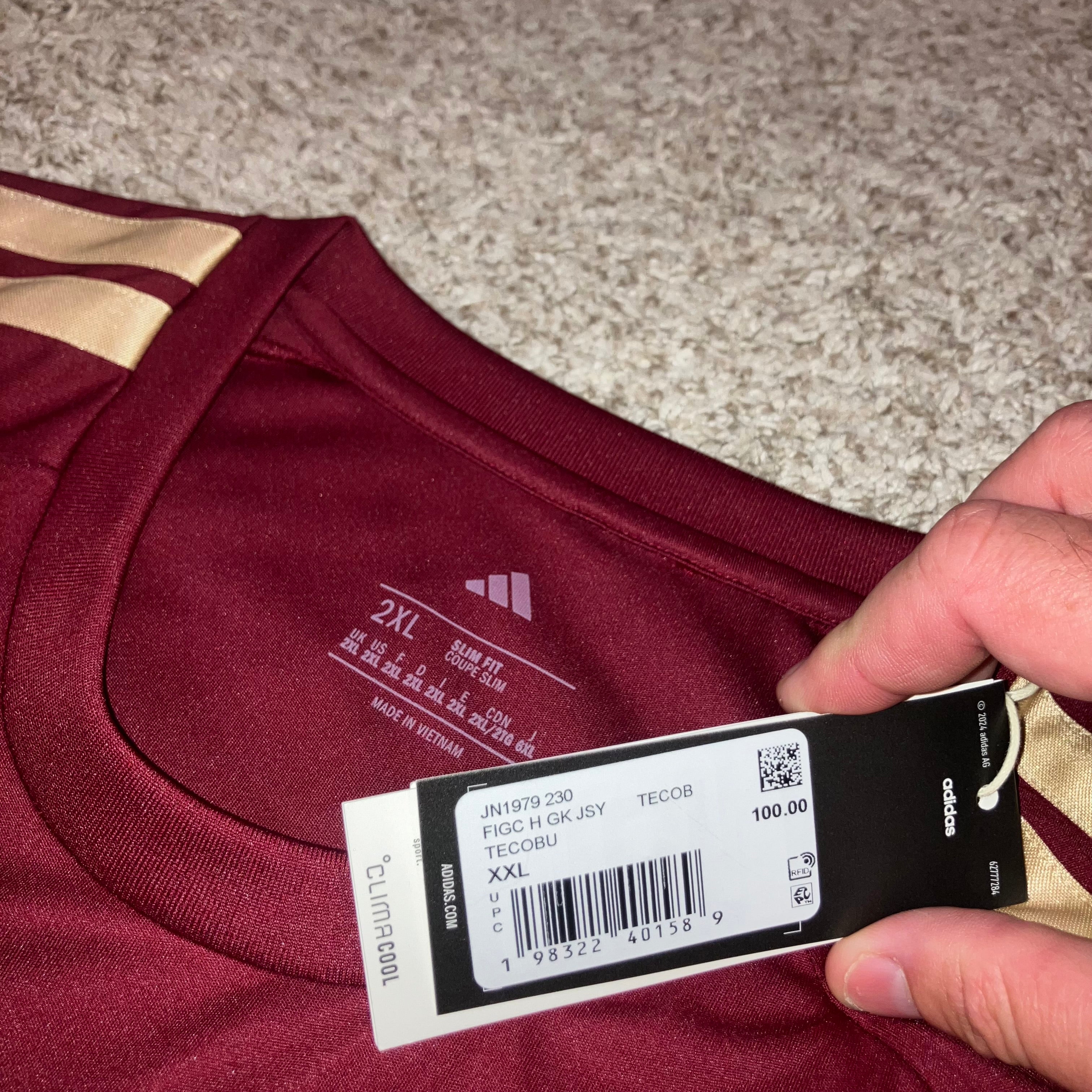 Italy 2026 adidas Goalkeeper Jersey NWT 2XL Burgundy