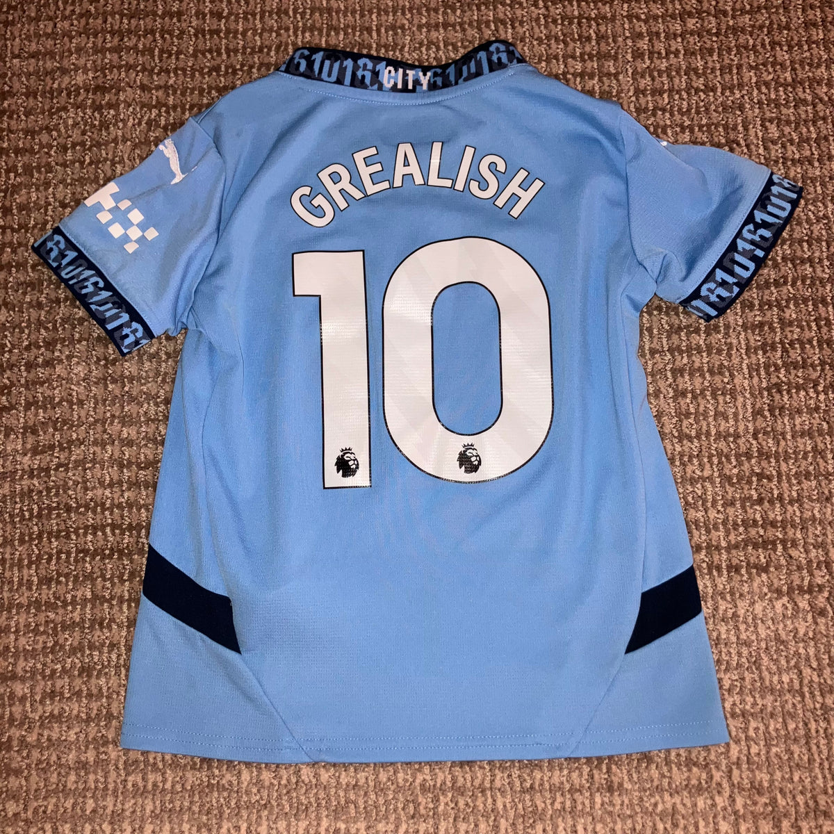 Jack Grealish Kids 2024/25 Manchester City Home Puma Blue Jersey Small