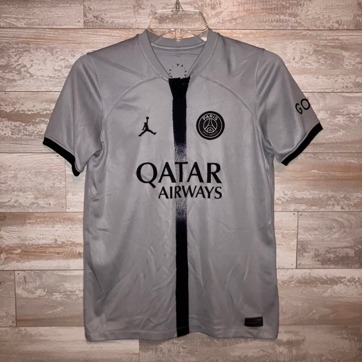 Kylian Mbappe Kids 2022/23 Paris Saint Germain Away Gray Nike Jersey Large