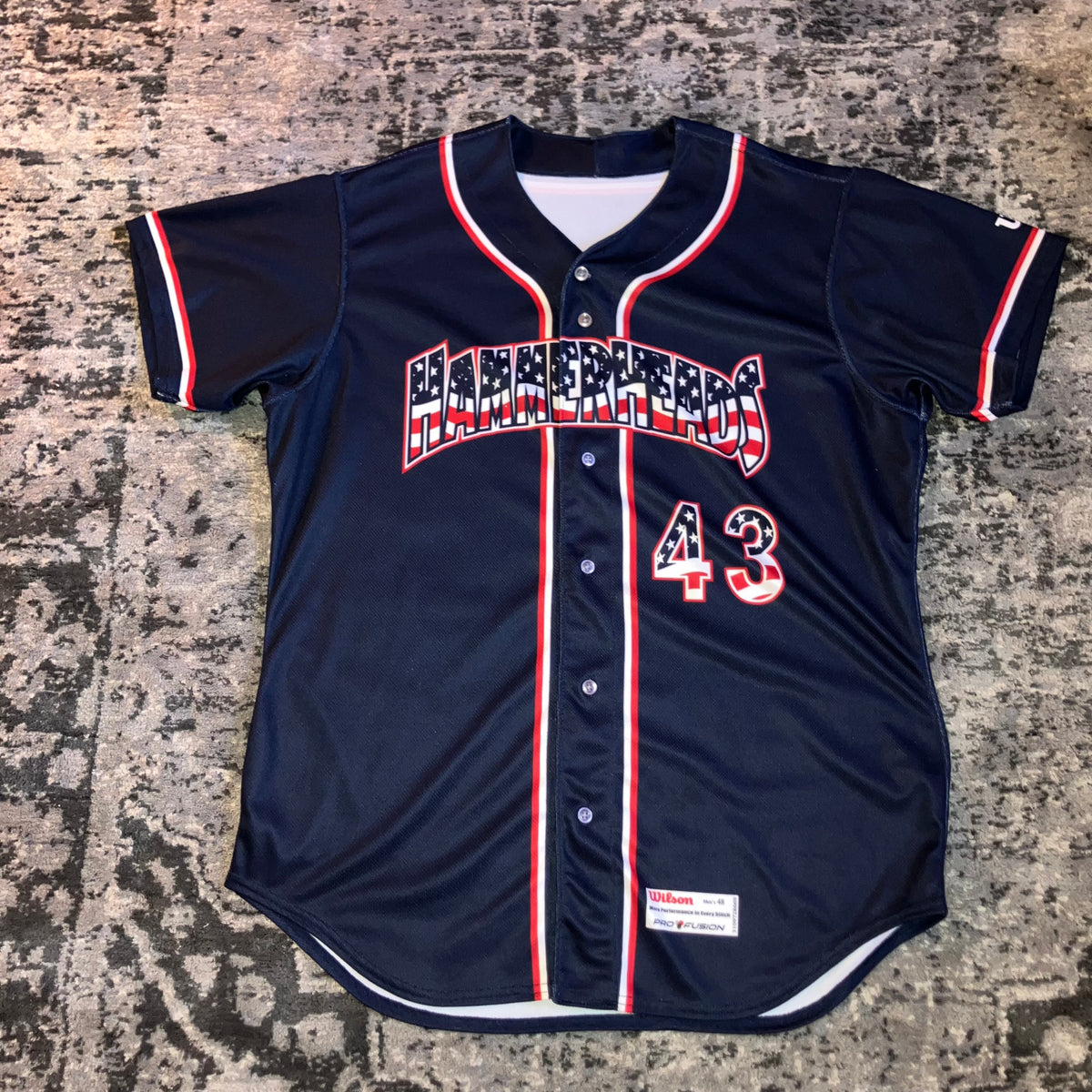 Jupiter Hammerheads USA Wilson MiLB Blue Flag Jersey 48 #43