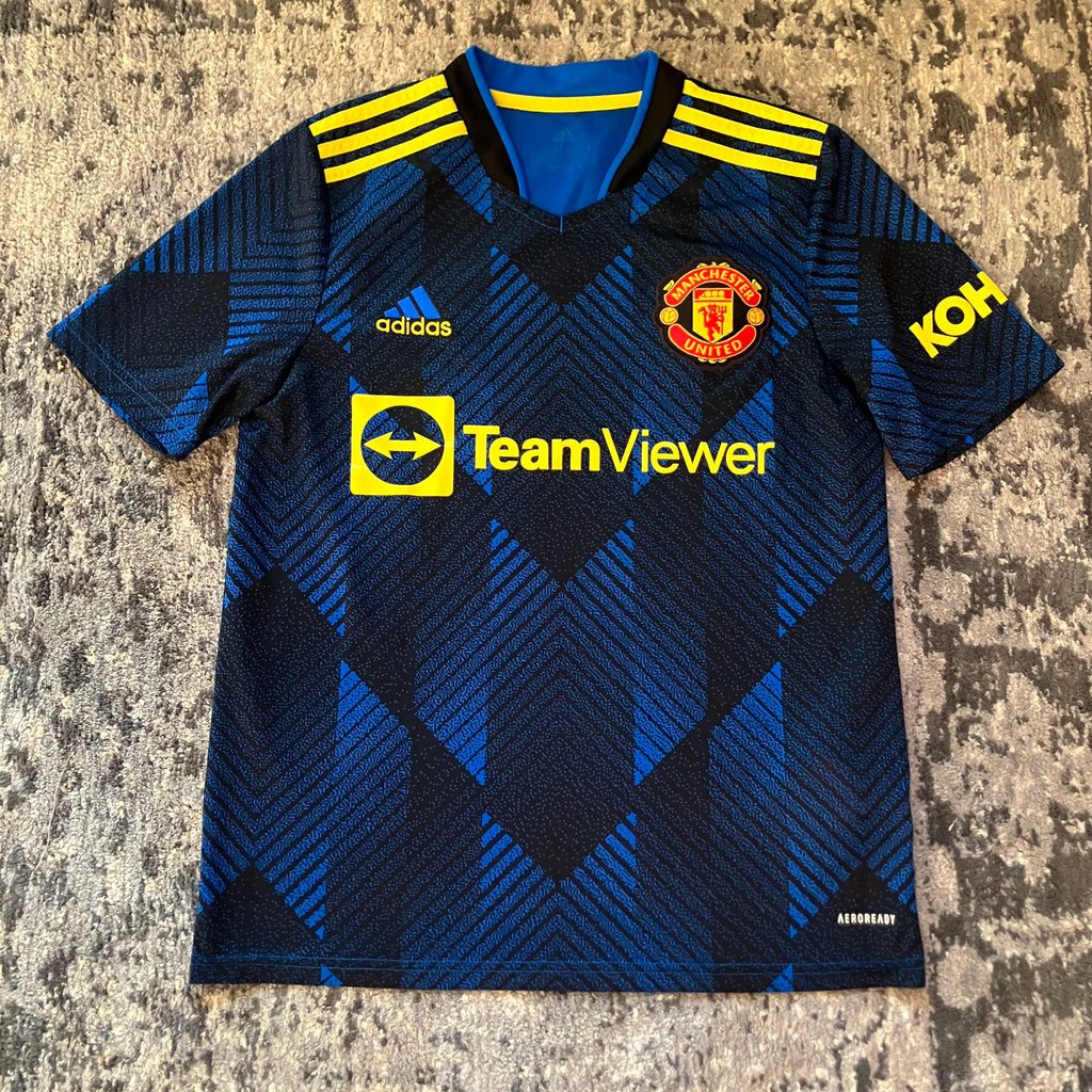 Manchester United Kids 2021/22 3rd adidas Blue Jersey Large