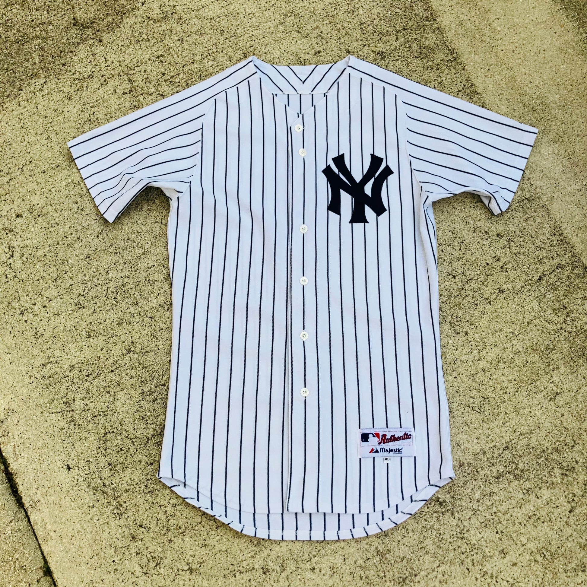 New York Yankees 6200 Majestic Home Pinstripe Jersey 40