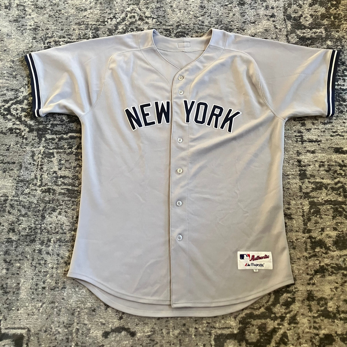 New York Yankees #18 Gray Majestic Road 6200 Authentic Jersey 50