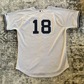 New York Yankees #18 Gray Majestic Road 6200 Authentic Jersey 50