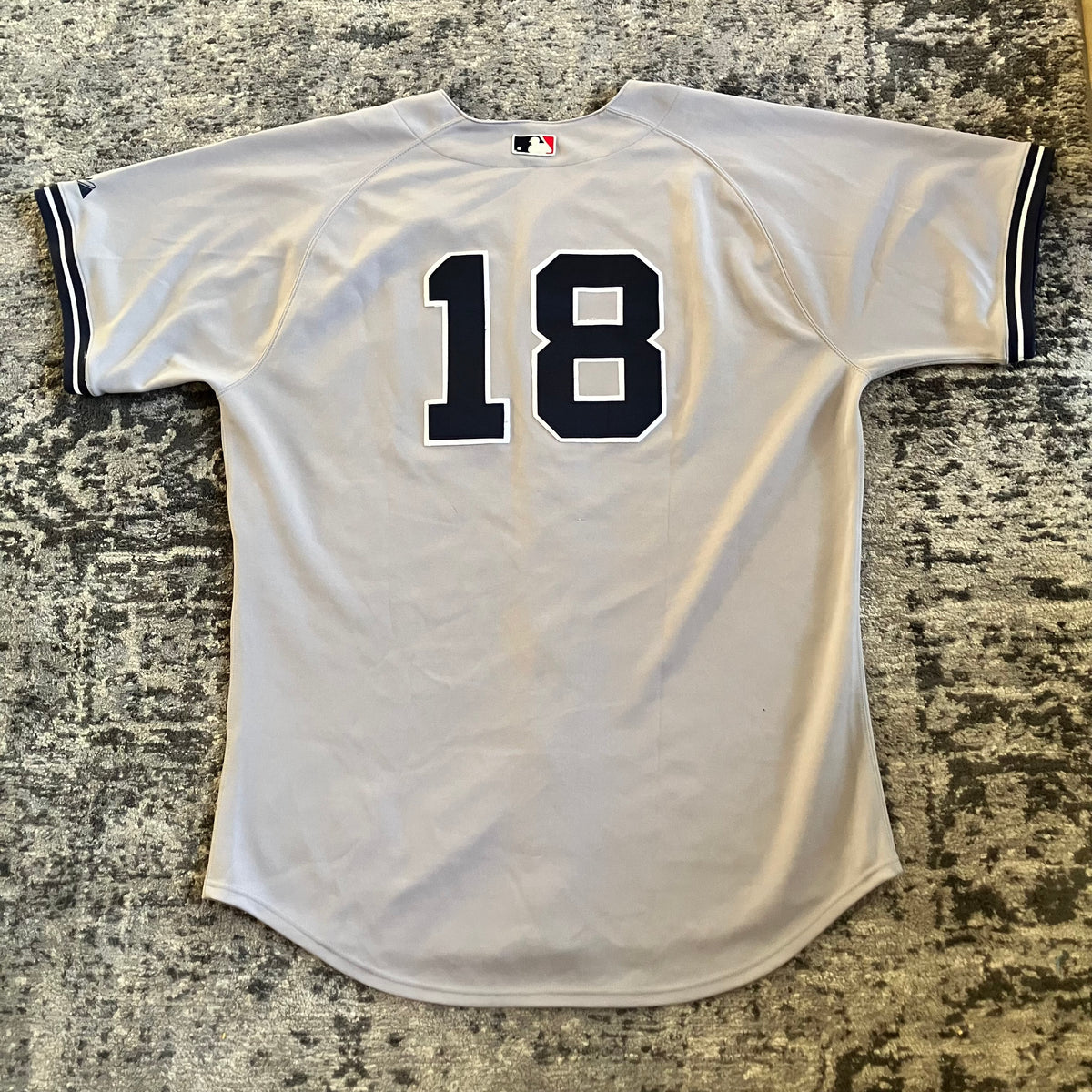 New York Yankees #18 Gray Majestic Road 6200 Authentic Jersey 50