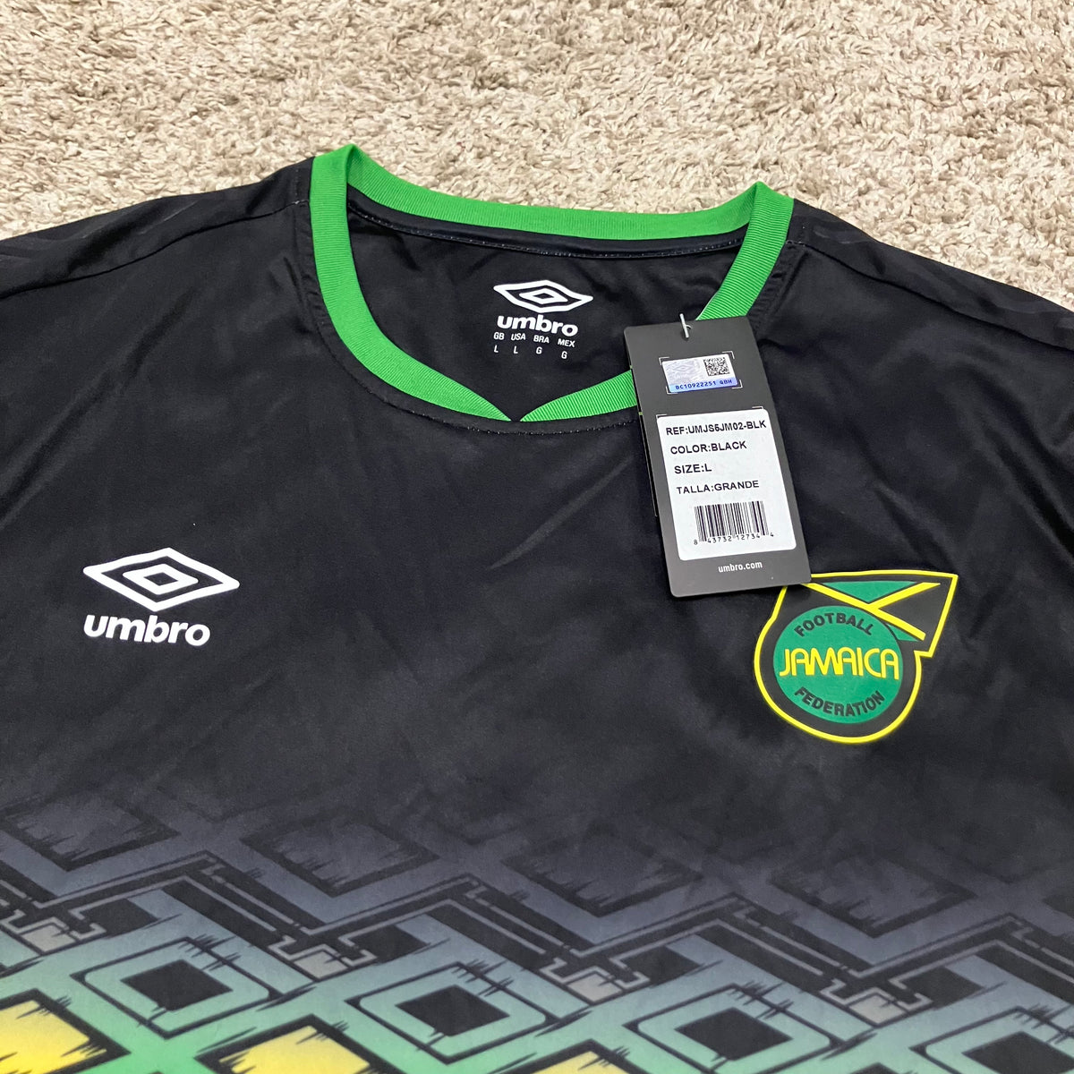 Jamaica NWT 2018 Umbro Away Black Jersey Large Reggae Boyz