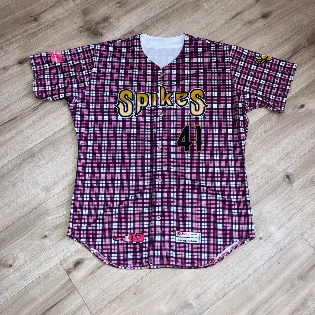 State College Spikes Paint the Park Pink Milb Wilson Jersey 46