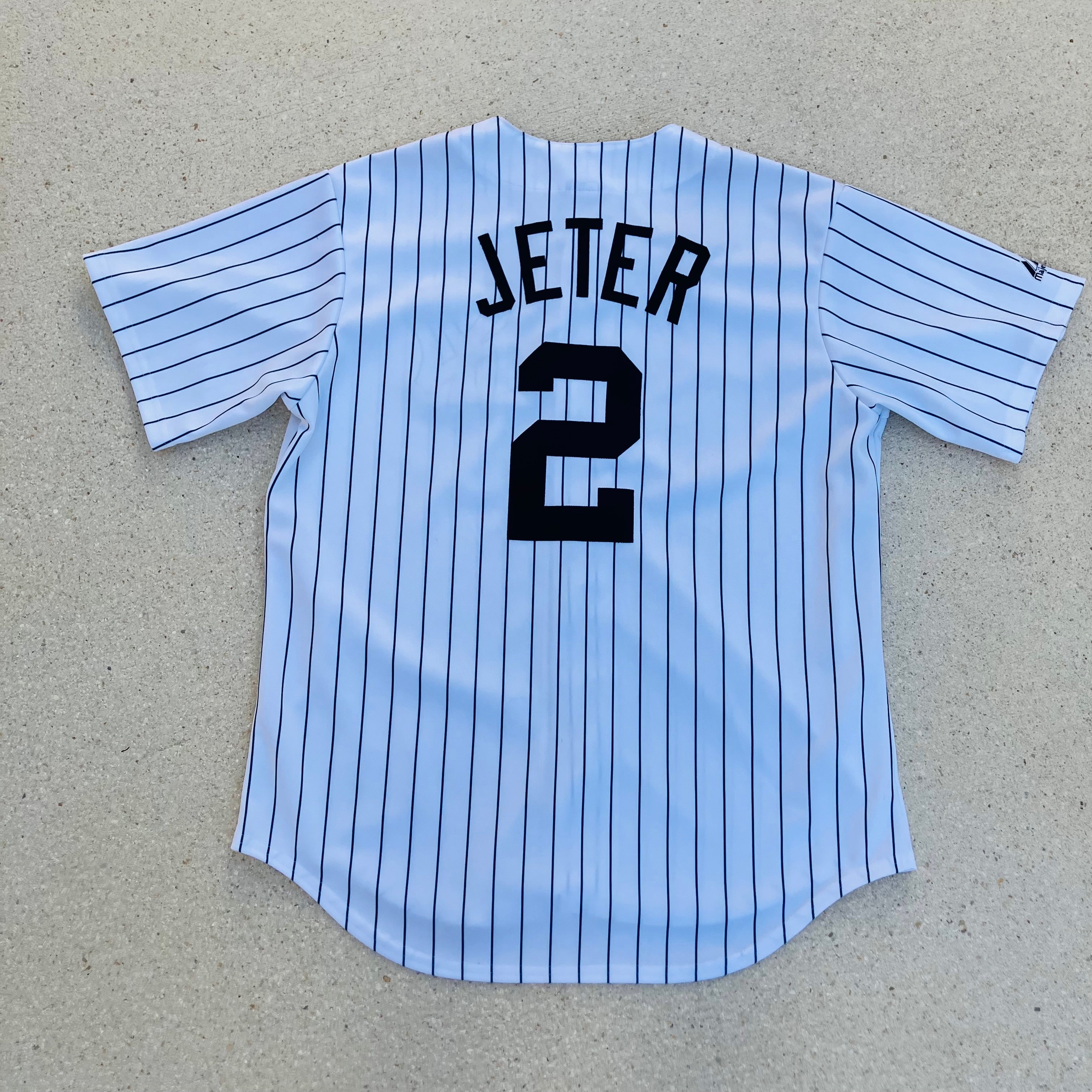 Derek Jeter 6700 New York Yankees Majestic Pinstripe Jersey Large