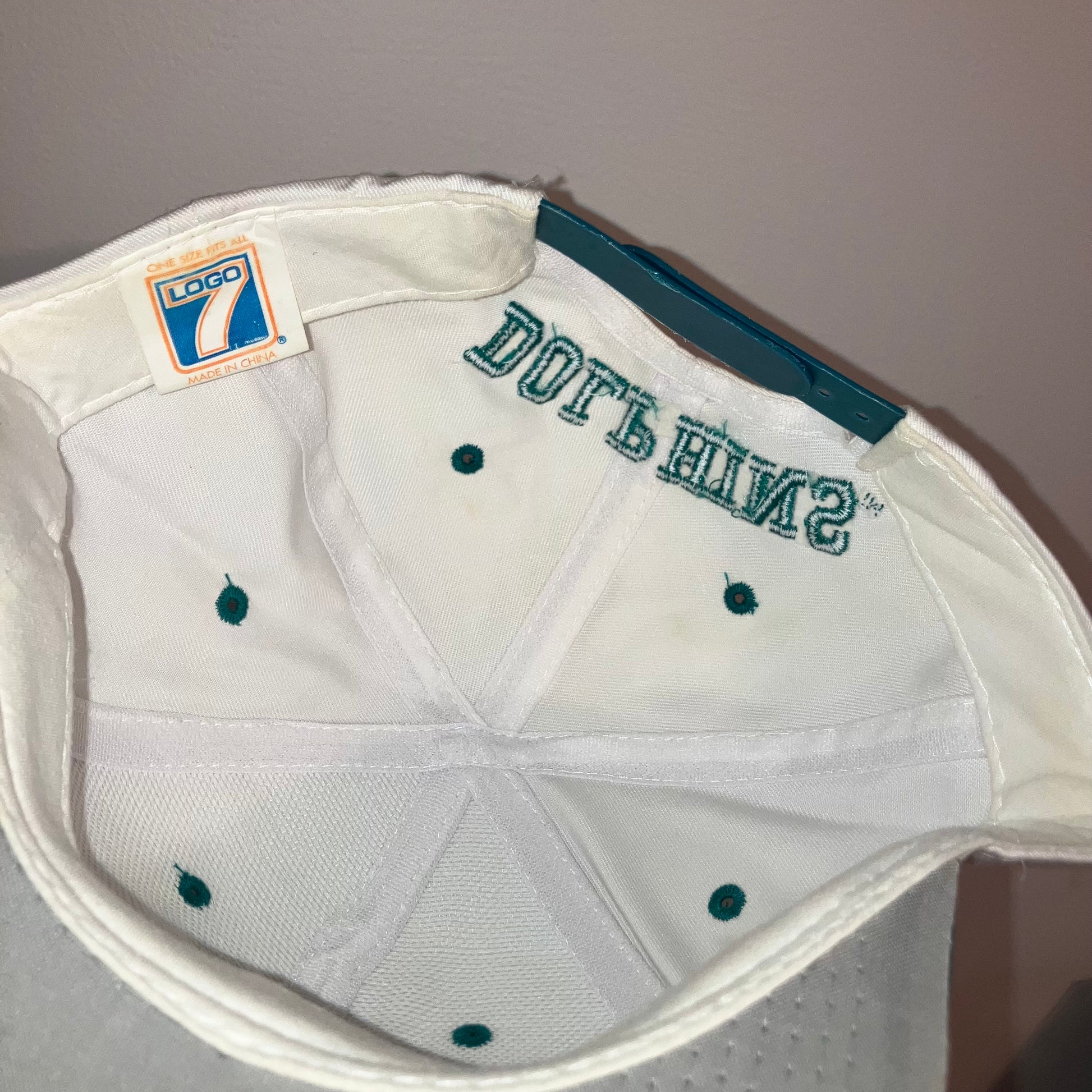 Miami Dolphins Logo 7 White Snapback Hat VTG
