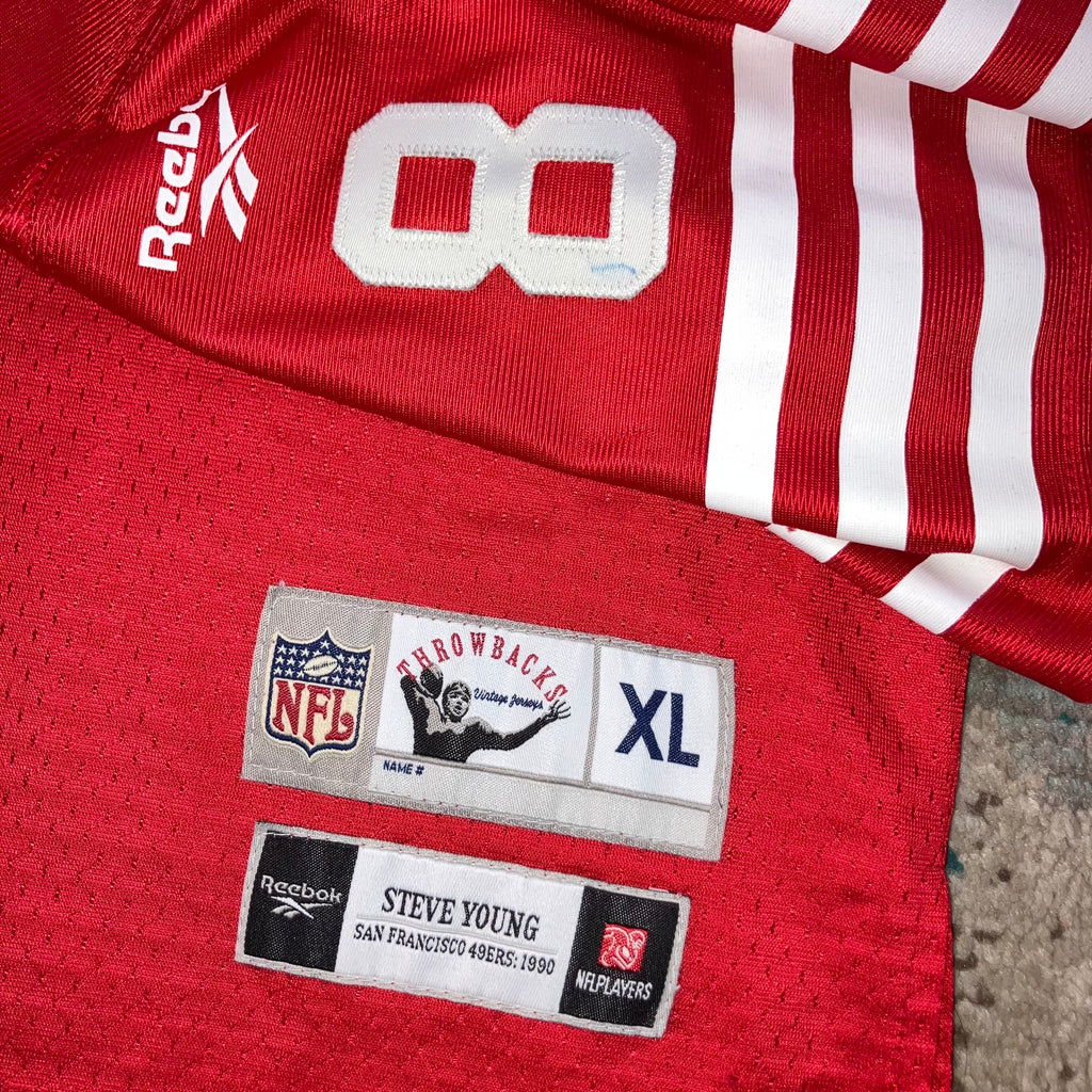 1990 Steve Young San Francisco 49ers Red Reebok Jersey Small