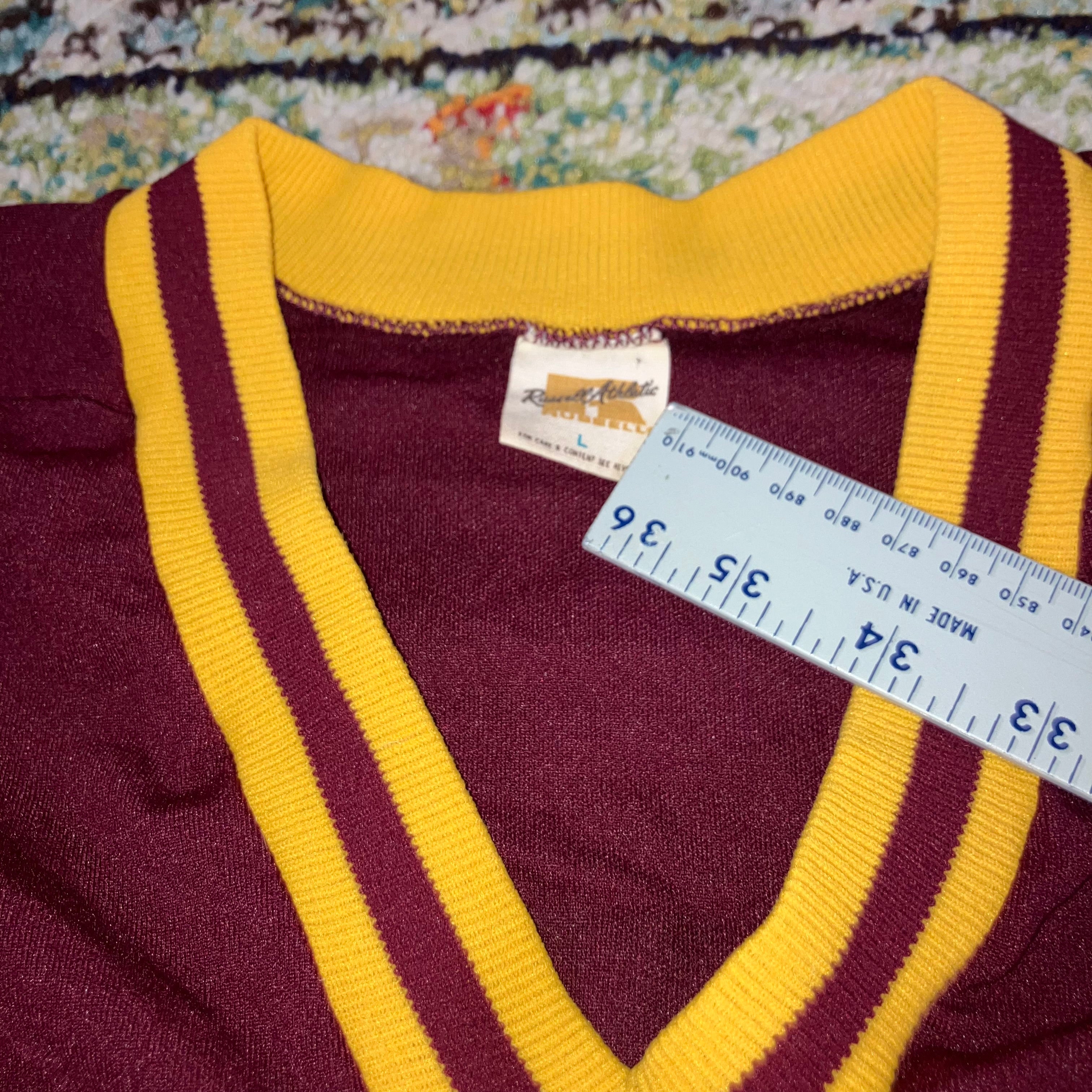 Sunshine Liquors Tallahassee Ringer FSU Russell Athletic Garnet Shirt Large