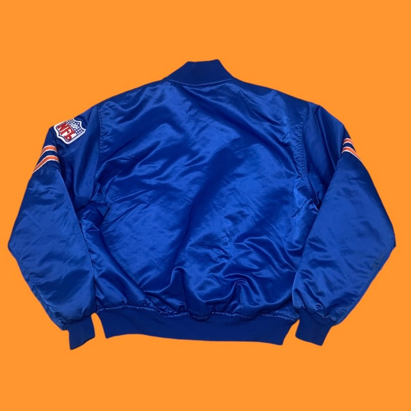 Denver Broncos Blue Vinyl Starter Bomber Jacket Men XL VTG