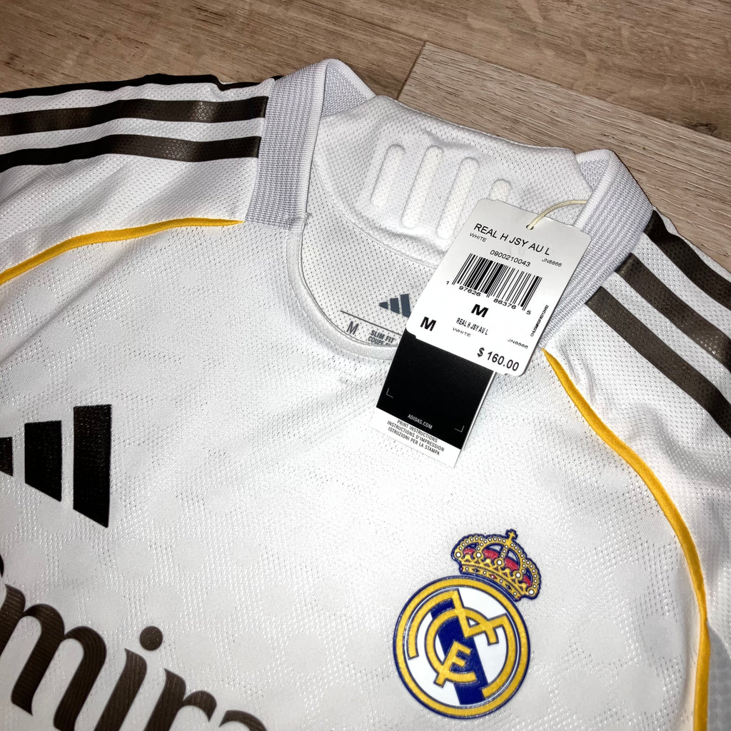 Real Madrid NWT 2025/26 Authentic Long Sleeve adidas Home Jersey Medium