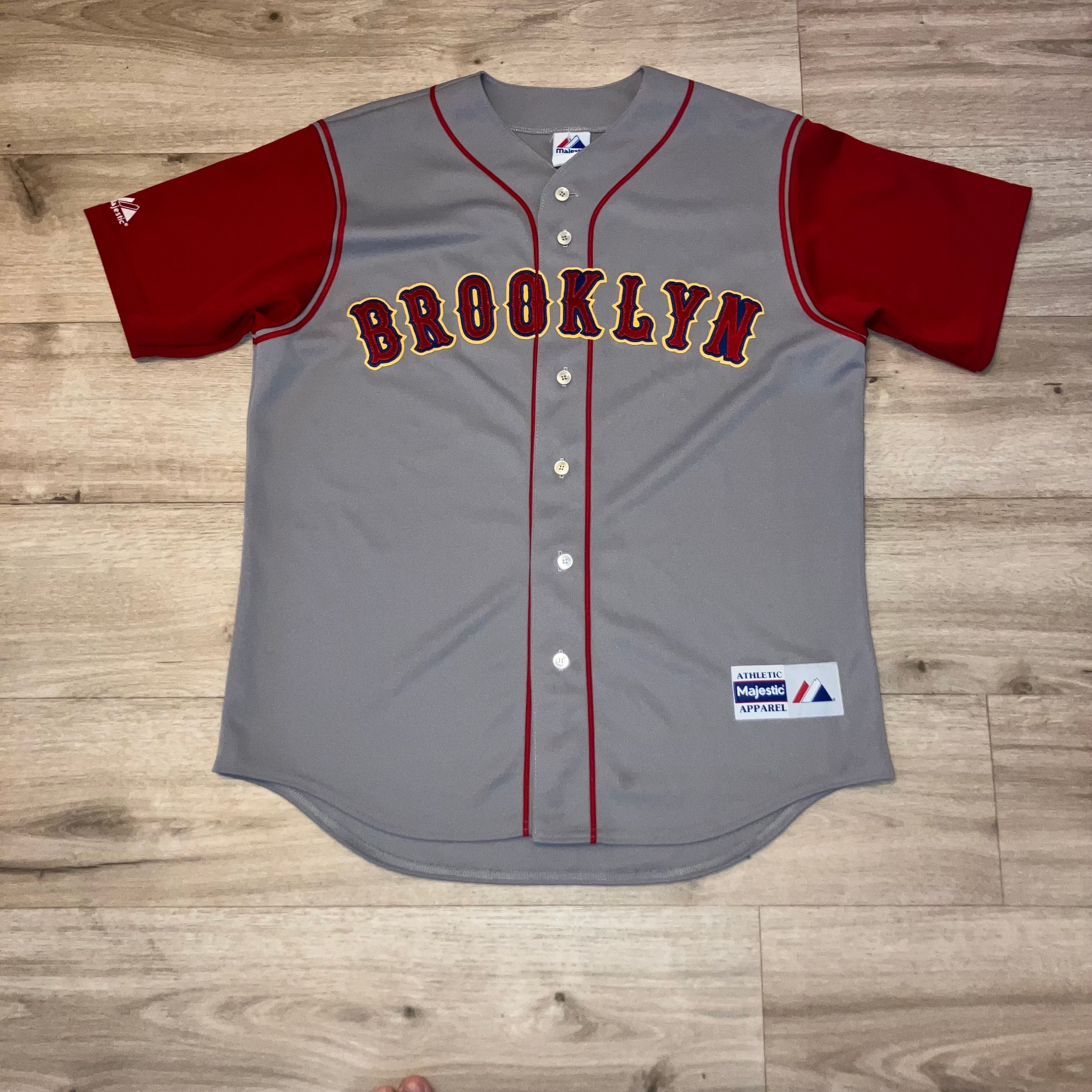 Brooklyn Cyclones Road Gray Majestic Jersey Large
