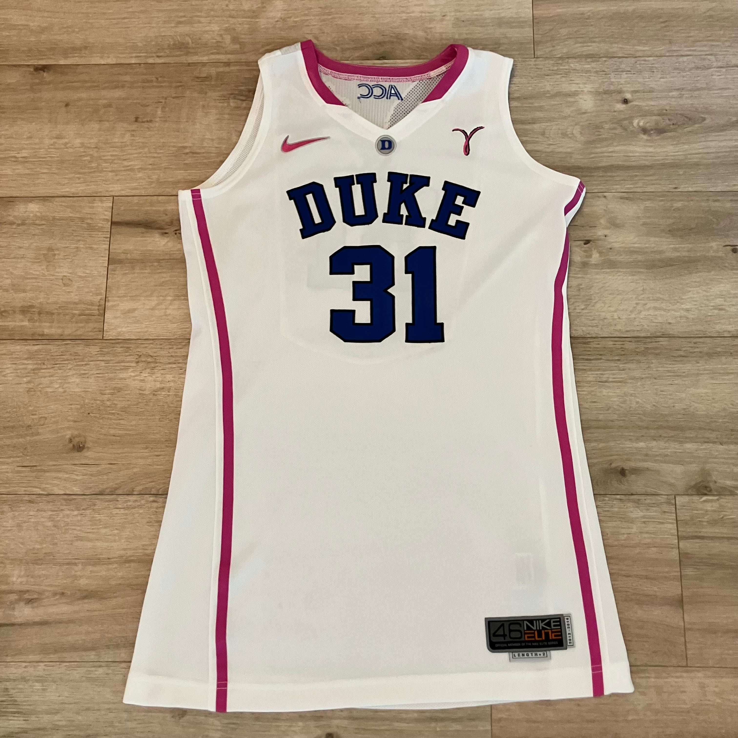 Duke Blue Devils #31 Women Pink Awareness Nike Jersey 46