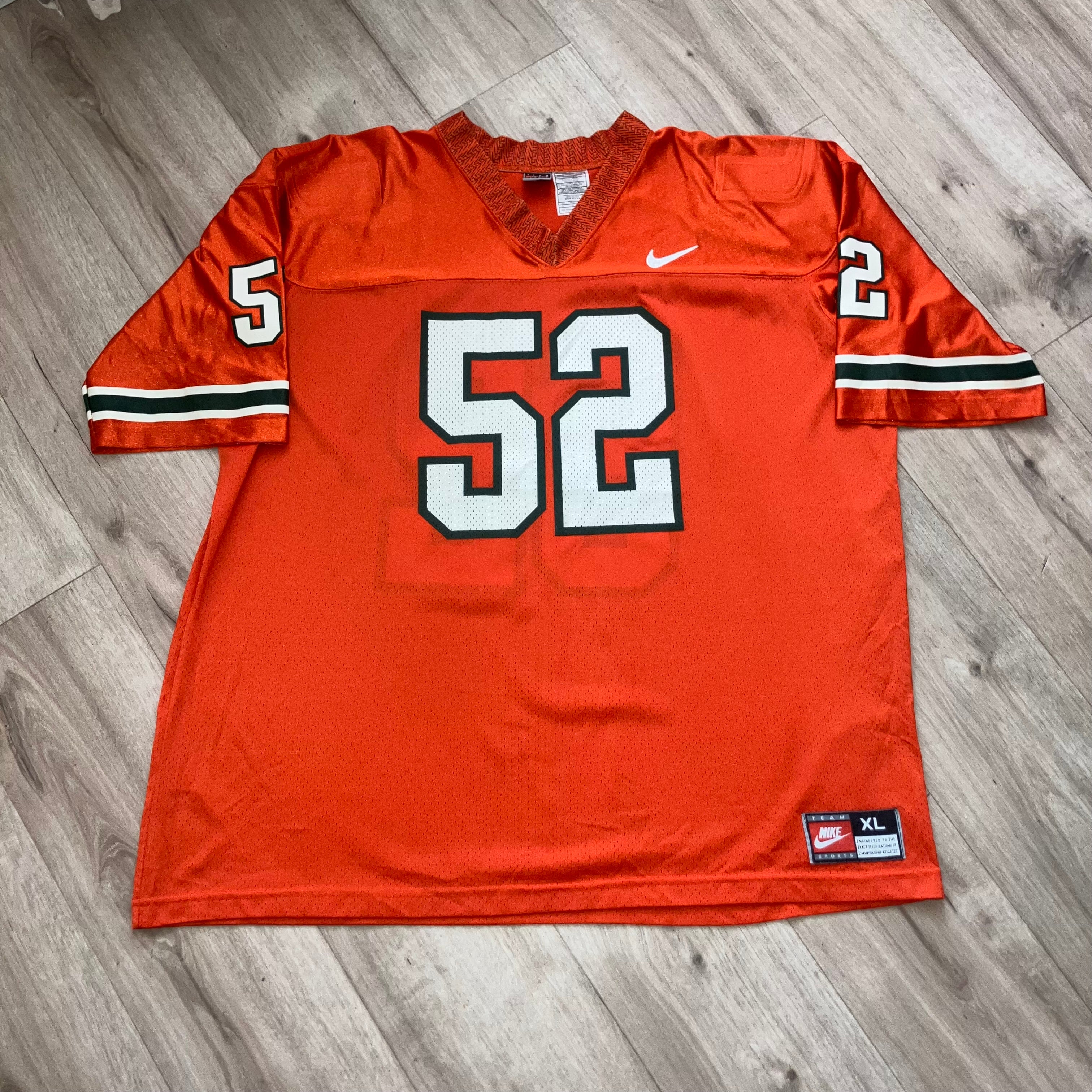 Miami Hurricanes 1995 #52 Orange Nike Jersey XL