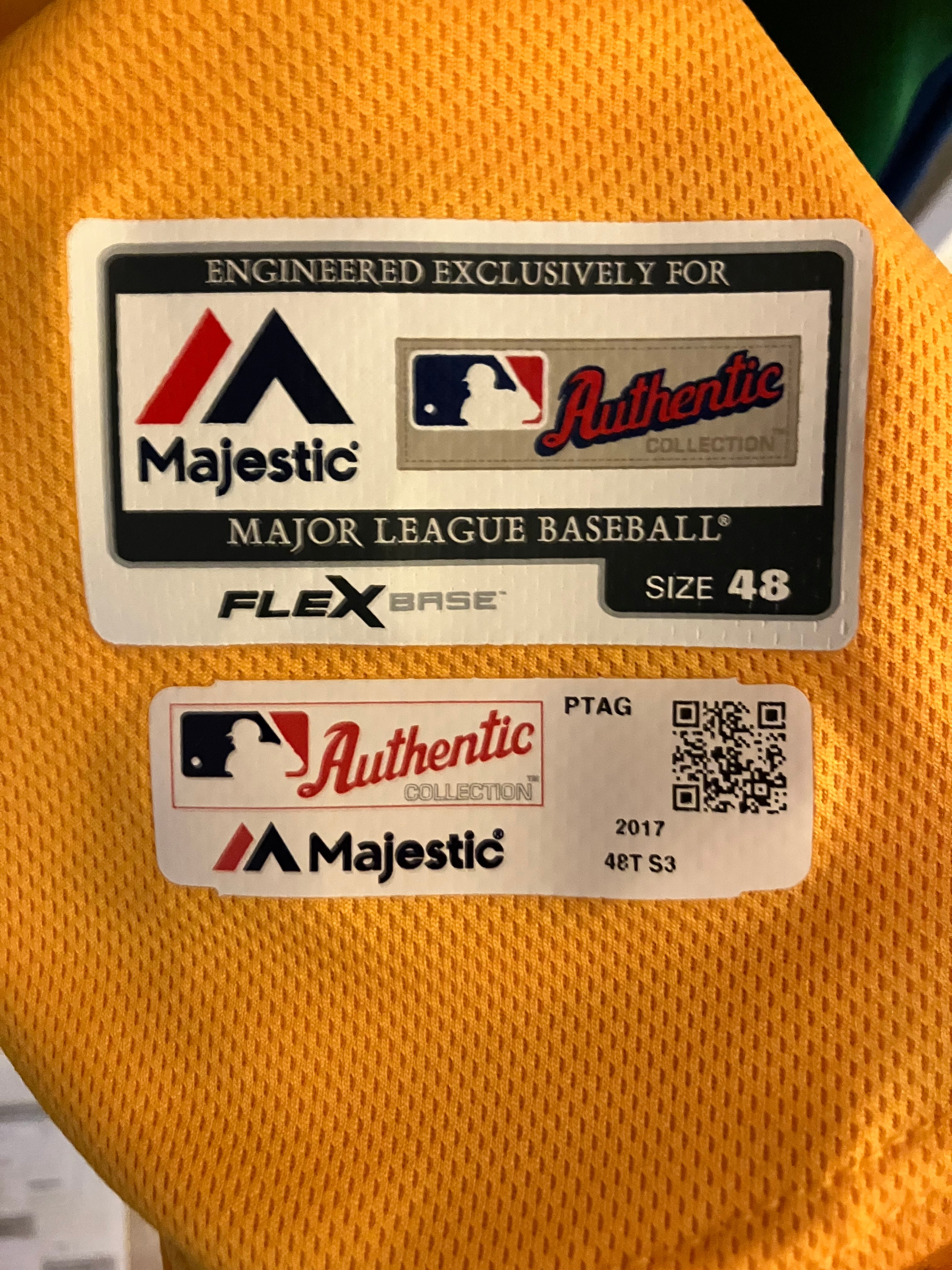2017 Tyler Glasnow Pittsburgh Pirates TBTC Auto Yellow Majestic Jersey 48