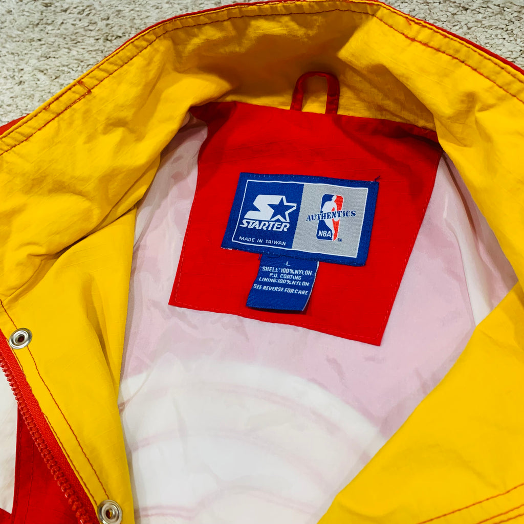 Atlanta Hawks 1/2 Zip Red Starter Windbreaker Jacket Large
