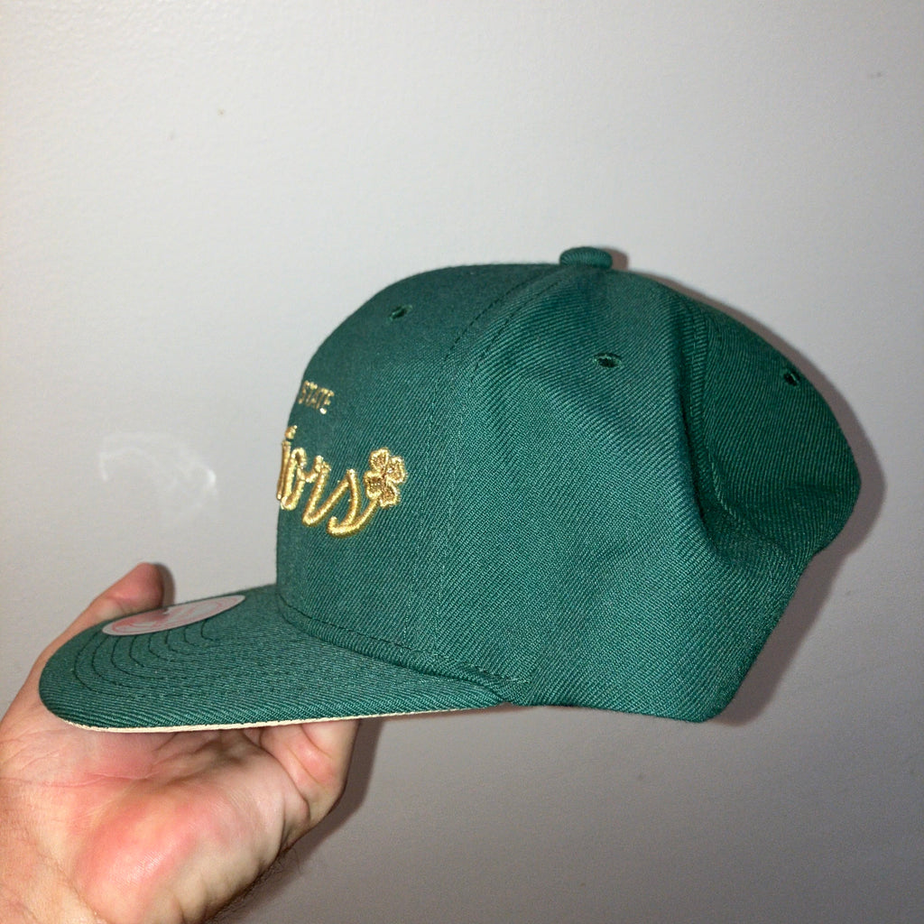 Golden State Warriors Clover St Patrick Snapback Hat Green