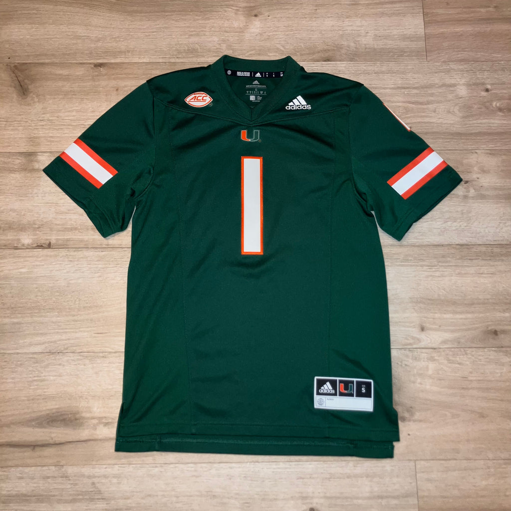 Miami Hurricanes #1 Green adidas Limited Jersey Small