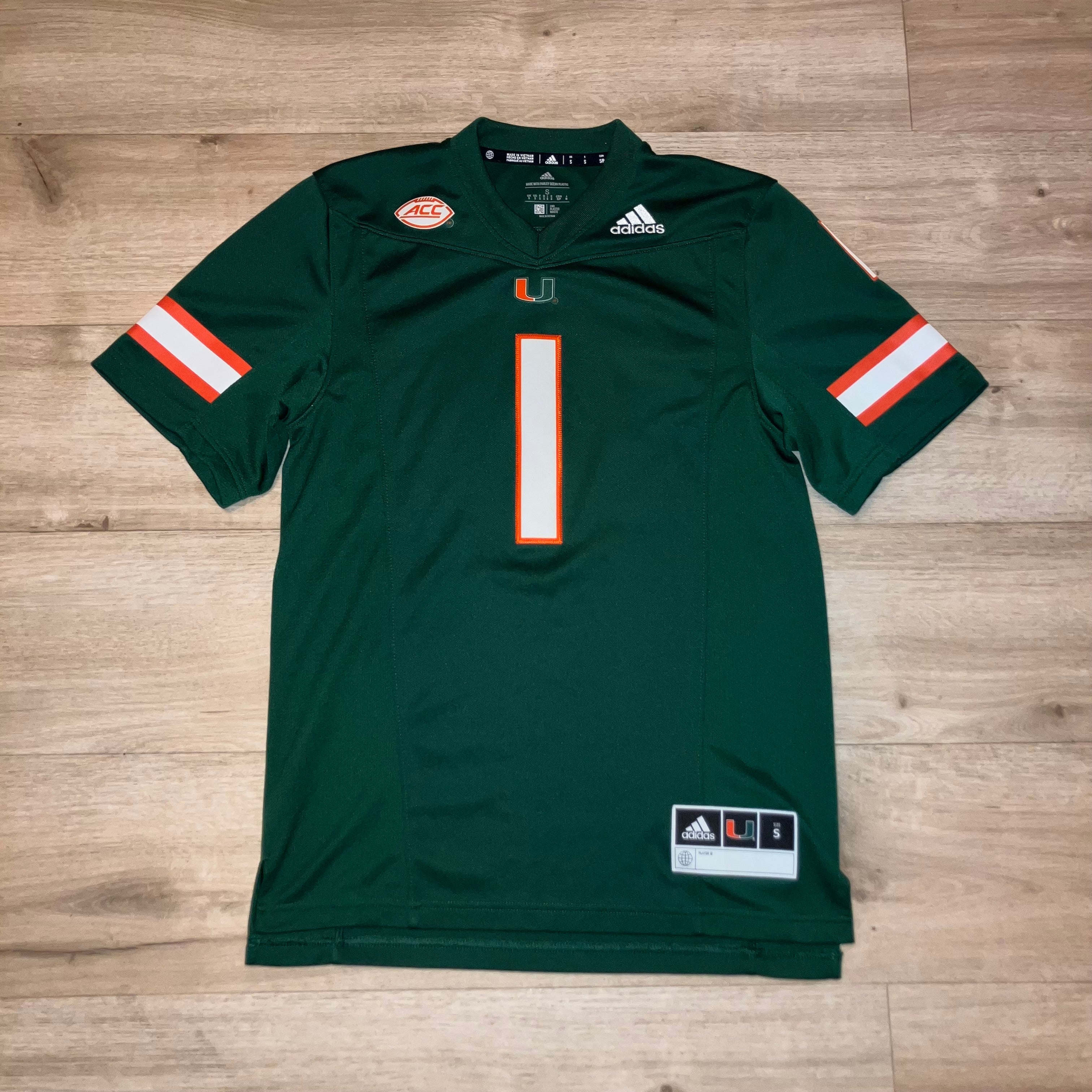 Miami Hurricanes #1 Green adidas Limited Jersey Small