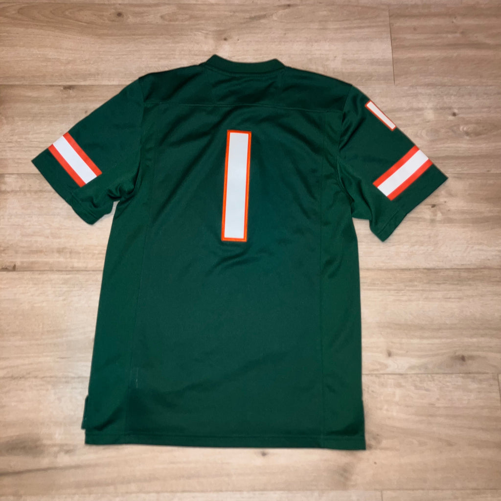 Miami Hurricanes #1 Green adidas Limited Jersey Small