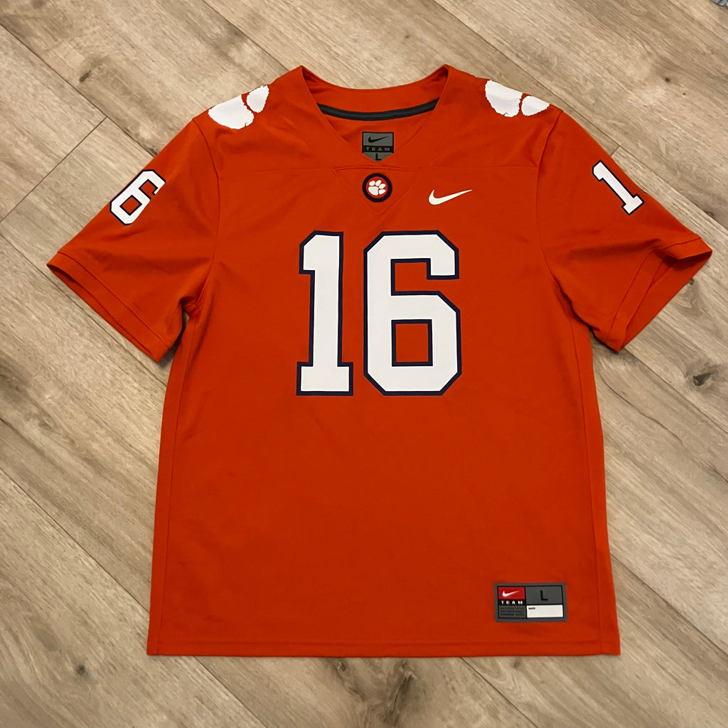 Kids Clemson Tigers #16 Orange Nike Home Jersey Large
