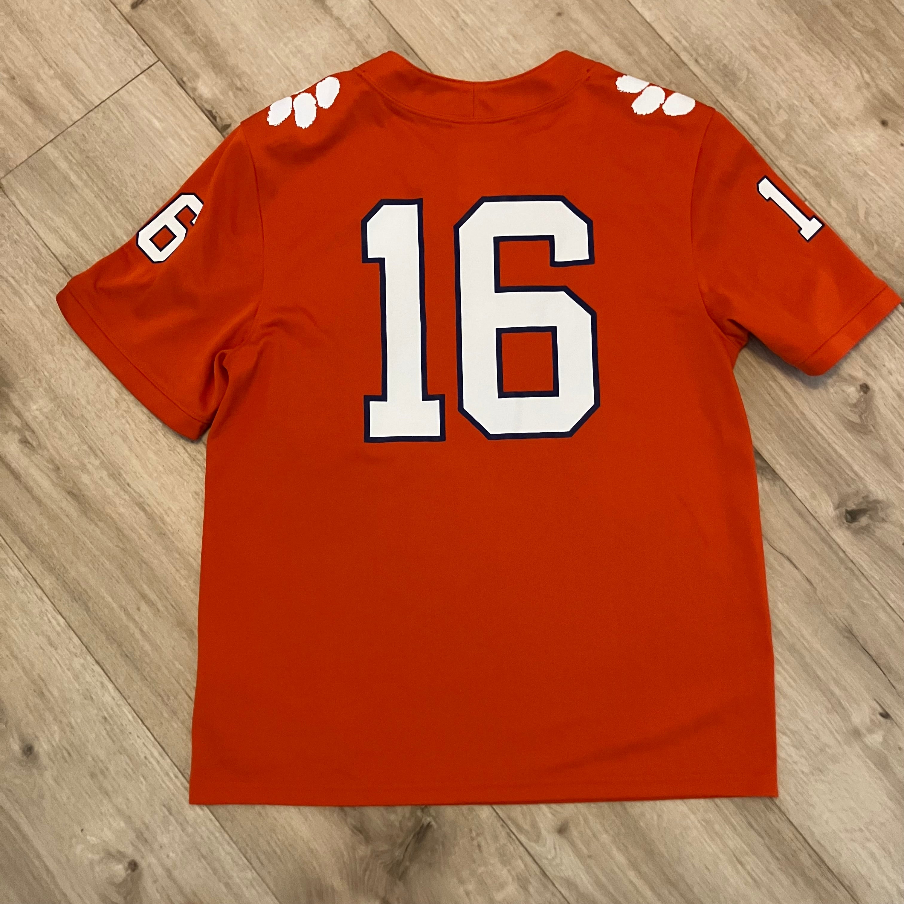 Kids Clemson Tigers #16 Orange Nike Home Jersey Large
