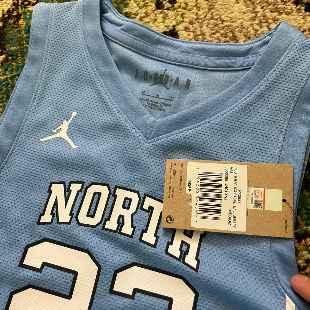 Kids Michael Jordan UNC Tar Heels Home Blue Nike Jersey Medium