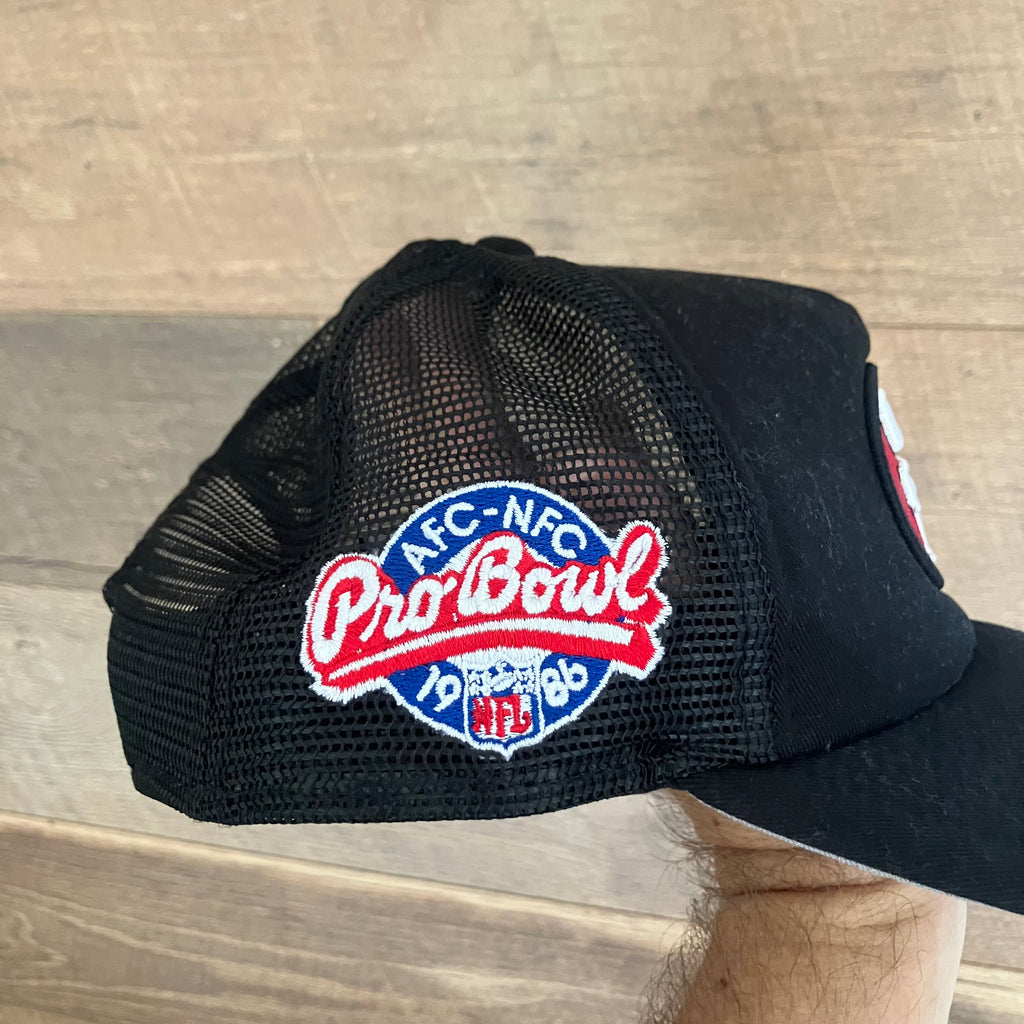 1986 San Francisco 49ers Black Pro Bowl Trucker New Era Hat