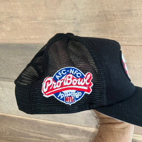 1986 San Francisco 49ers Black Pro Bowl Trucker New Era Hat