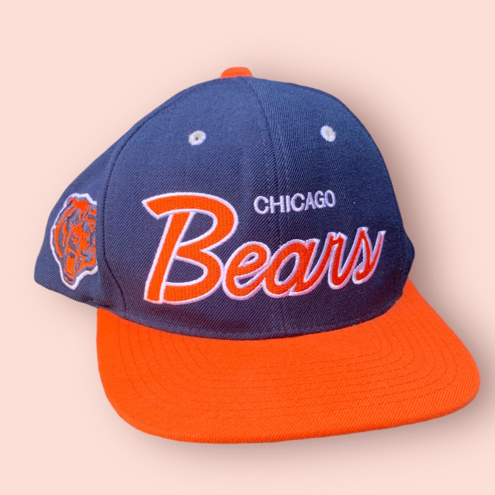 Chicago Bears Script Mitchell & Ness Wool Navy Snapback Hat