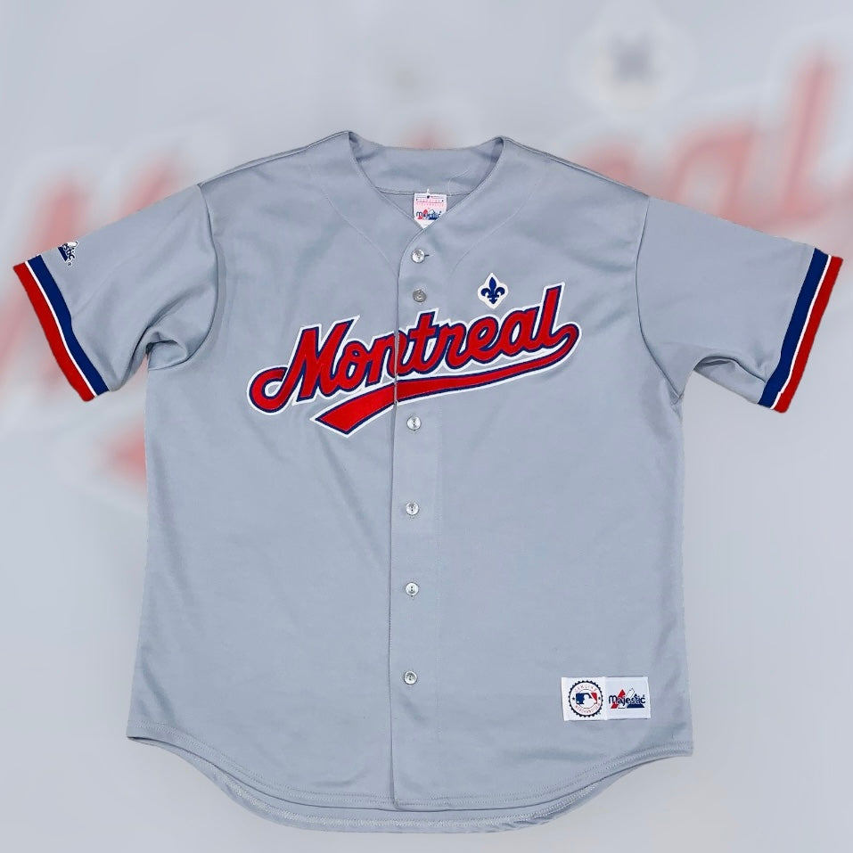 Montreal Expos Jerseys Road Gray 6400 Majestic Jersey Large