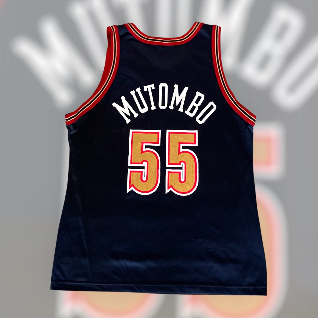 Dikembe Mutombo Denver Nuggets Navy Champion Jersey 44