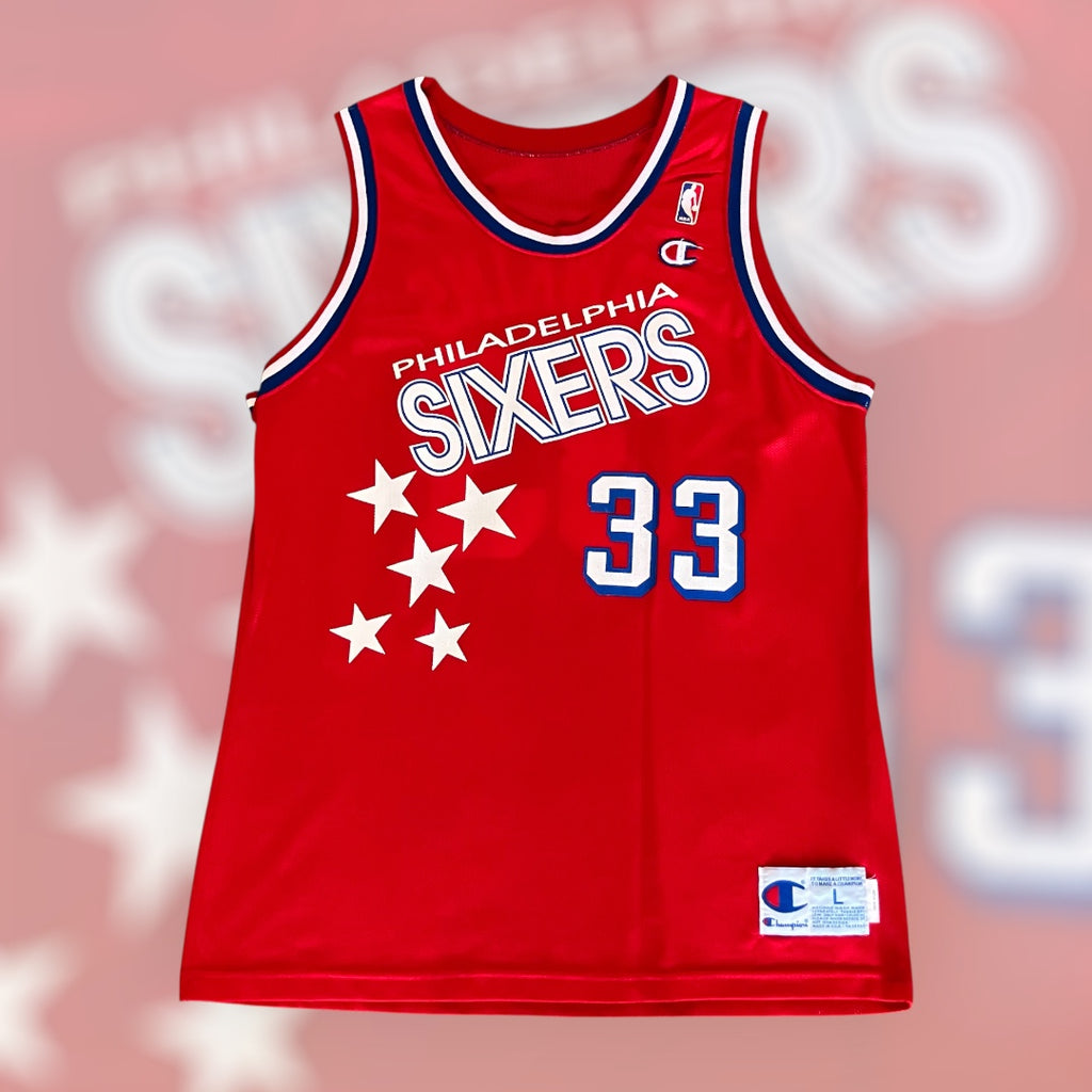 Hersey Hawkins 1991 Philadelphia 76ers Red Champion Jersey Large