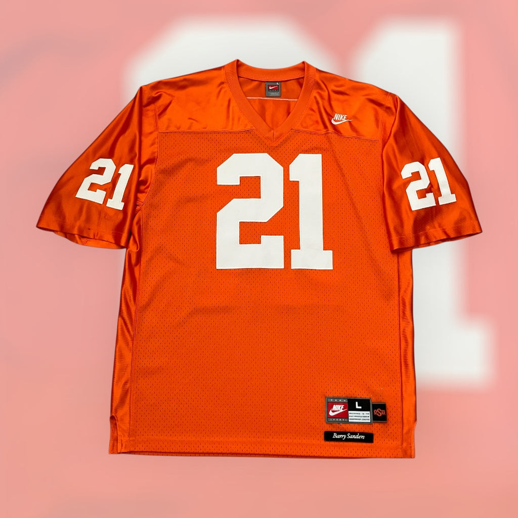 Barry Sanders 1976 Oklahoma State Cowboys Orange Nike Stitched Jersey Large