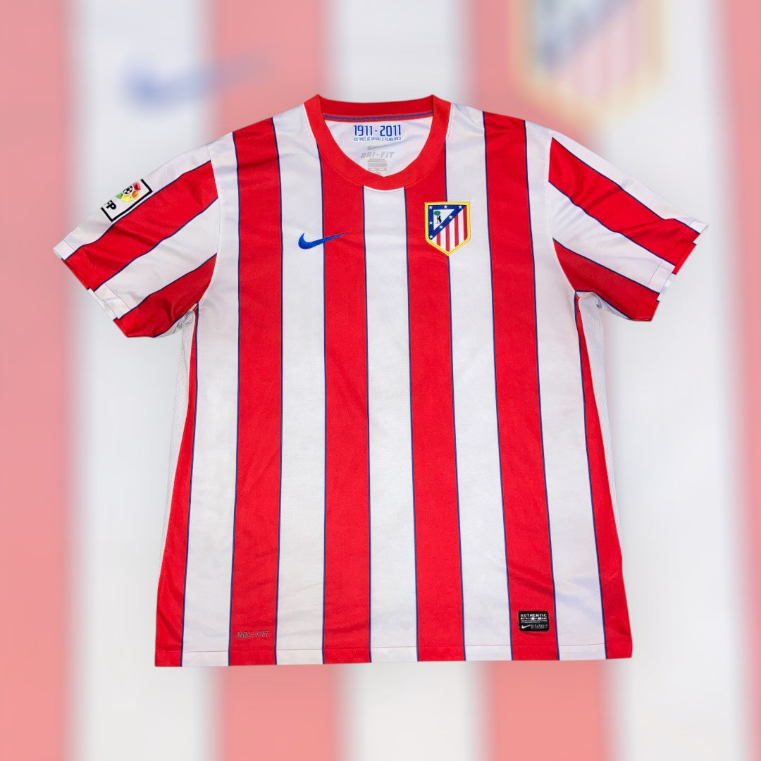 Atletico Madrid 2011/12 Home Red Stripe Nike Jersey XL