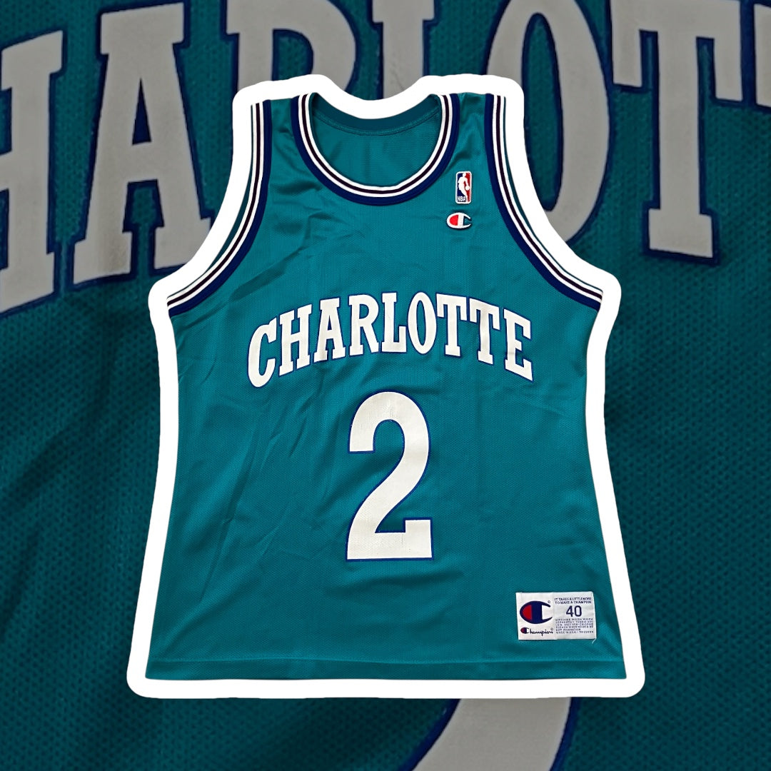 Larry Johnson Charlotte Hornets Teal Champion Jersey 40