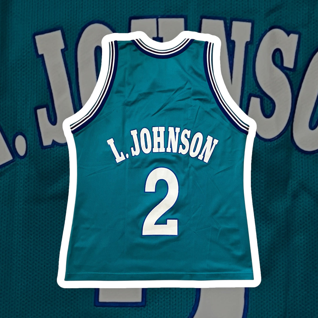 Larry Johnson Charlotte Hornets Teal Champion Jersey 40