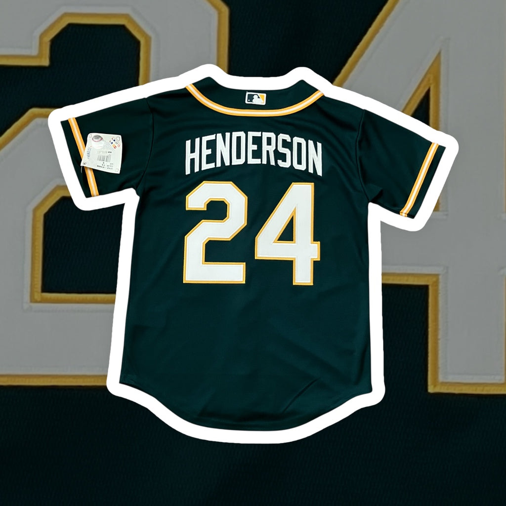 Ricky Henderson NWT Kids Athletics Green Majestic Jersey Medium