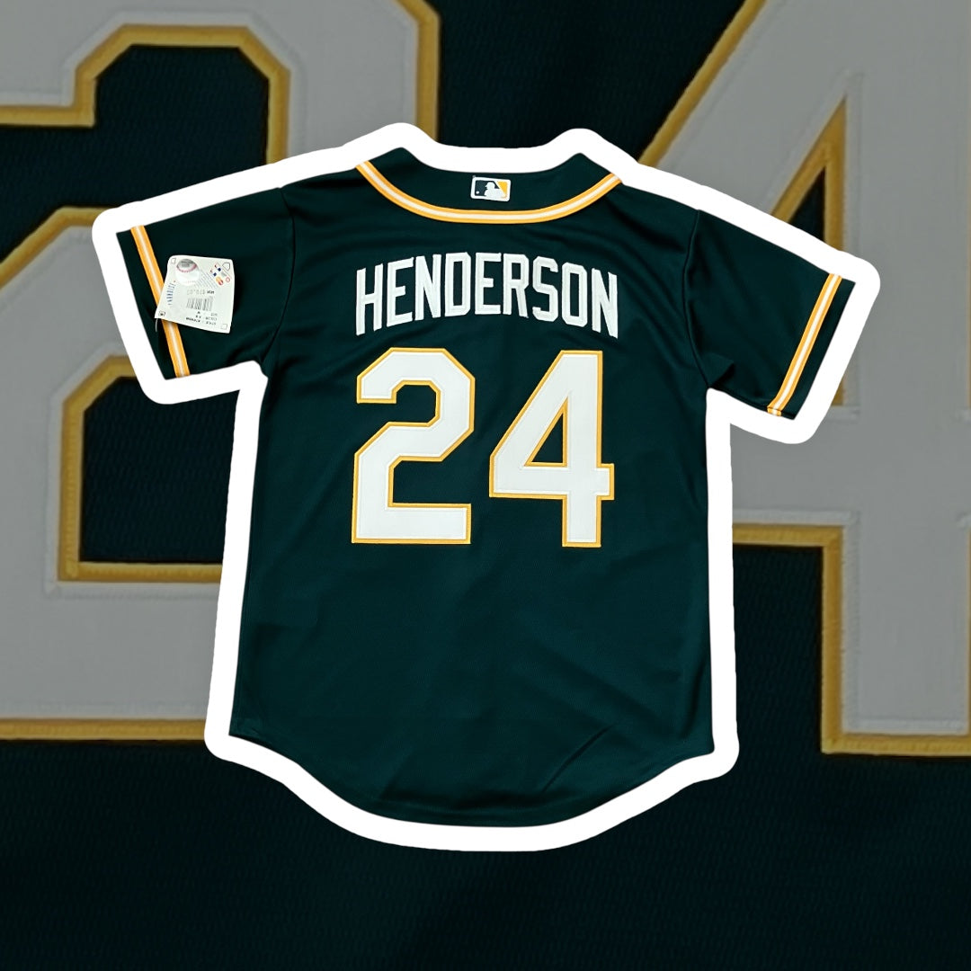 Ricky Henderson NWT Kids Athletics Green Majestic Jersey Medium